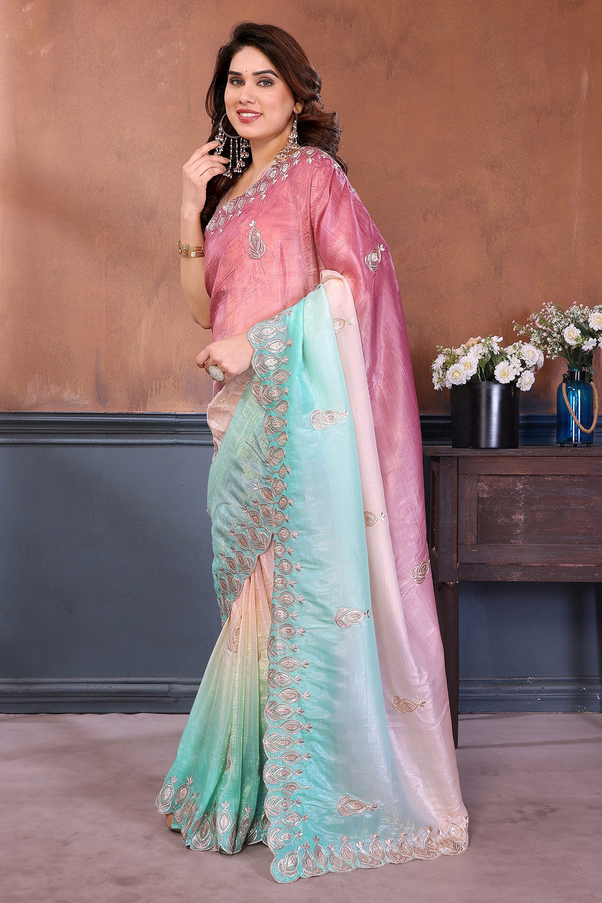 Rama Gold Gota Patti Work Saree