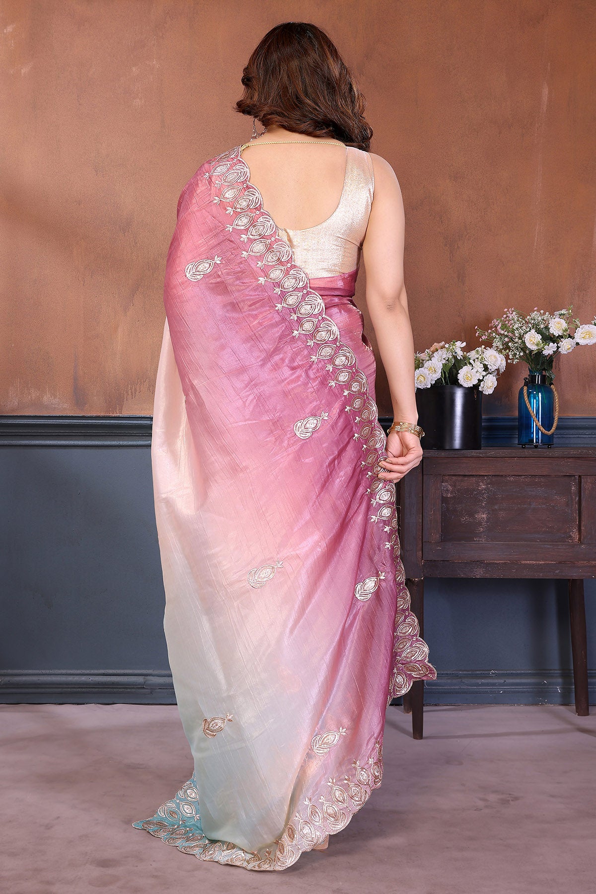 Rama Gold Gota Patti Work Saree