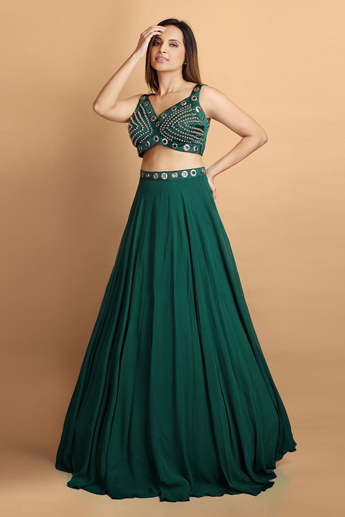 Rama Green Georgette Lehenga Set
