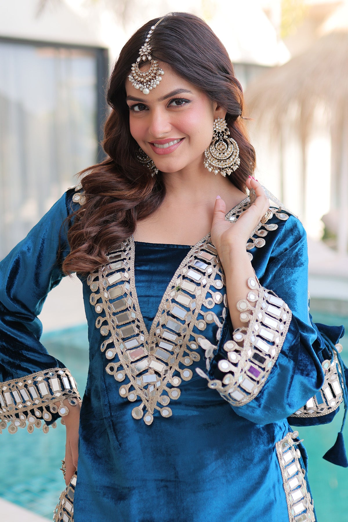 Rama Ice Velvet Zari Kurta Set