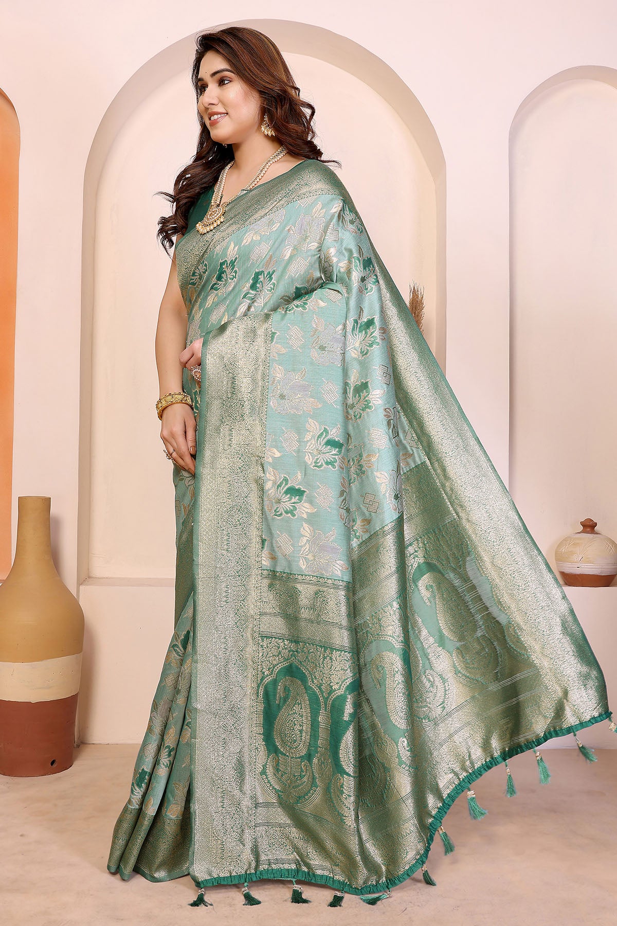 Rama Pure Cotton Weaving Saree