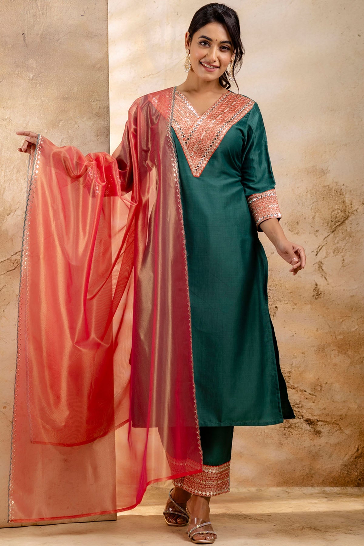 Buy Rama Rayon Embroidery Kurta Set for women by Aastha Fashion online available at scrollnshops