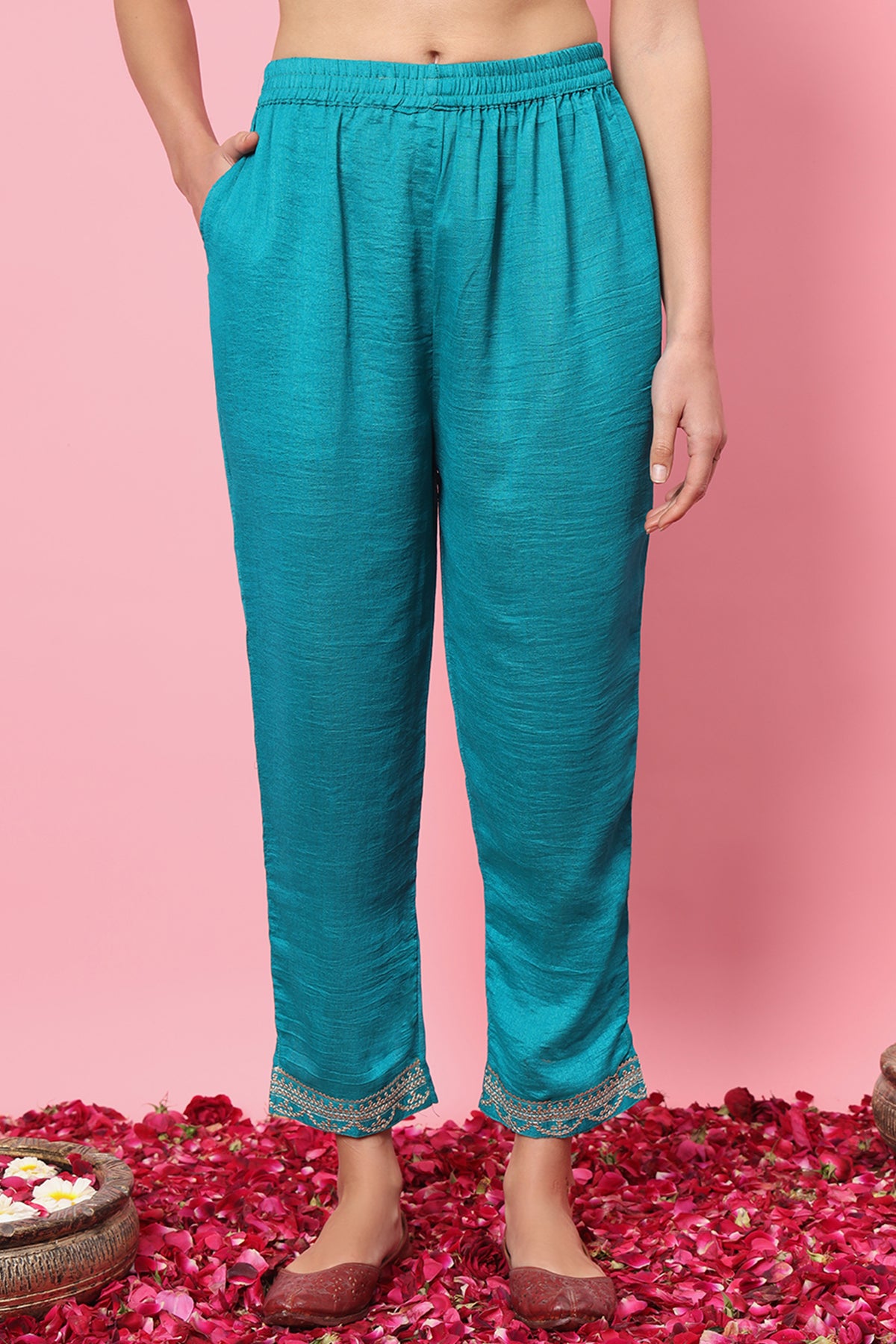 Rama Silk Embroidery Kurta Set
