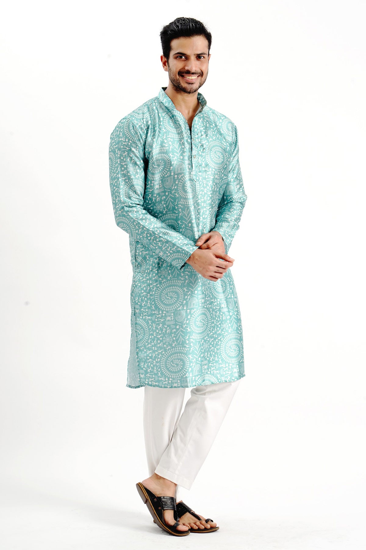 Rama Silk Printed Detail Kurta