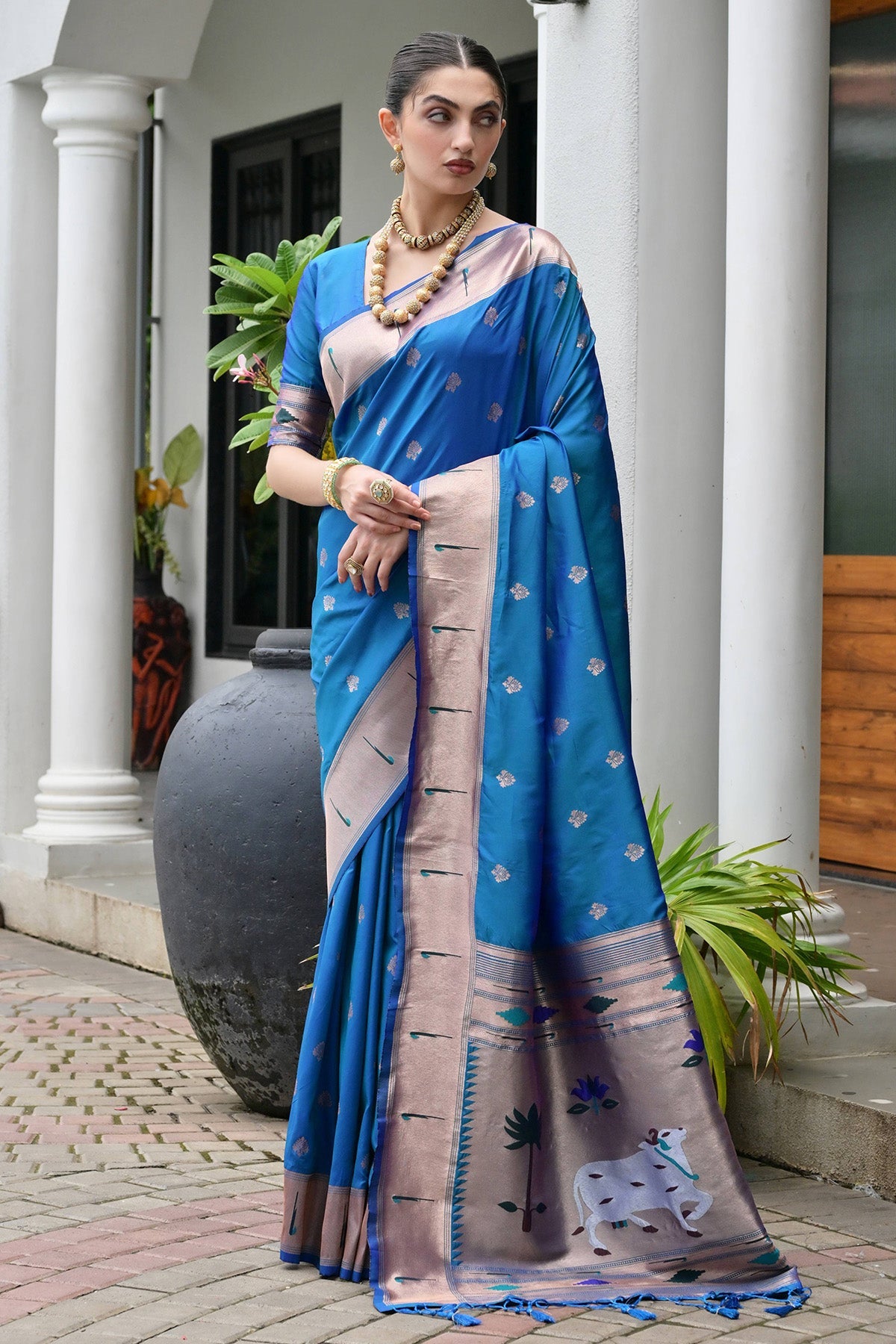 Buy Rama Silk Pure Zari Woven Saree for women by Lili Lala Designer online available at scrollnshops