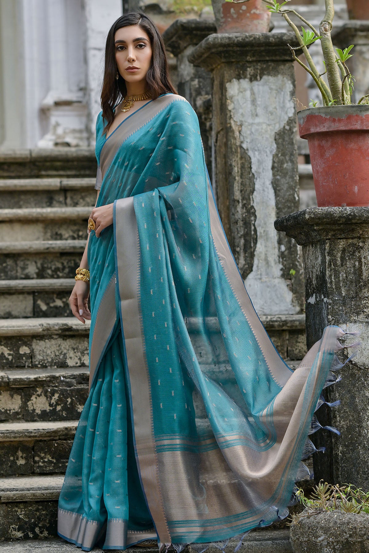 Rama Soft Tussar Woven Saree