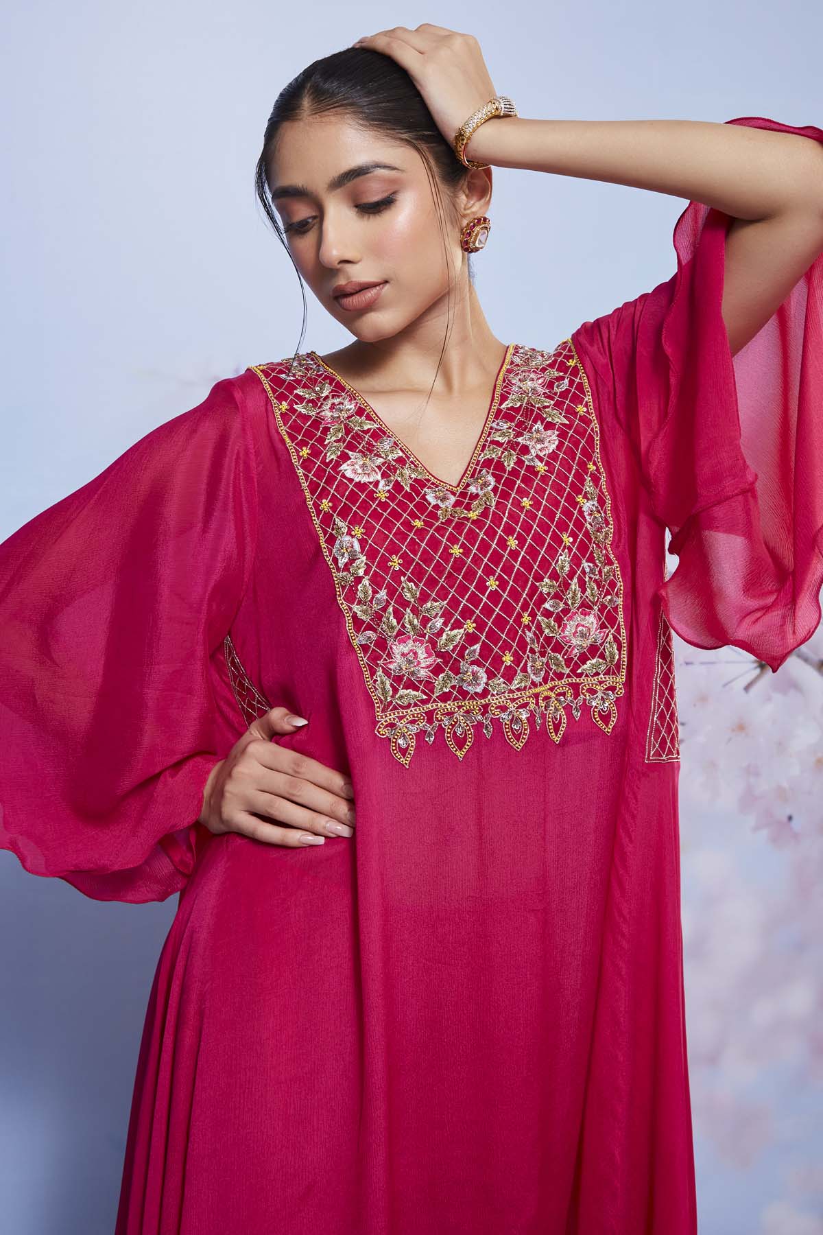 Rani Asymmetrical Long Kurta Set