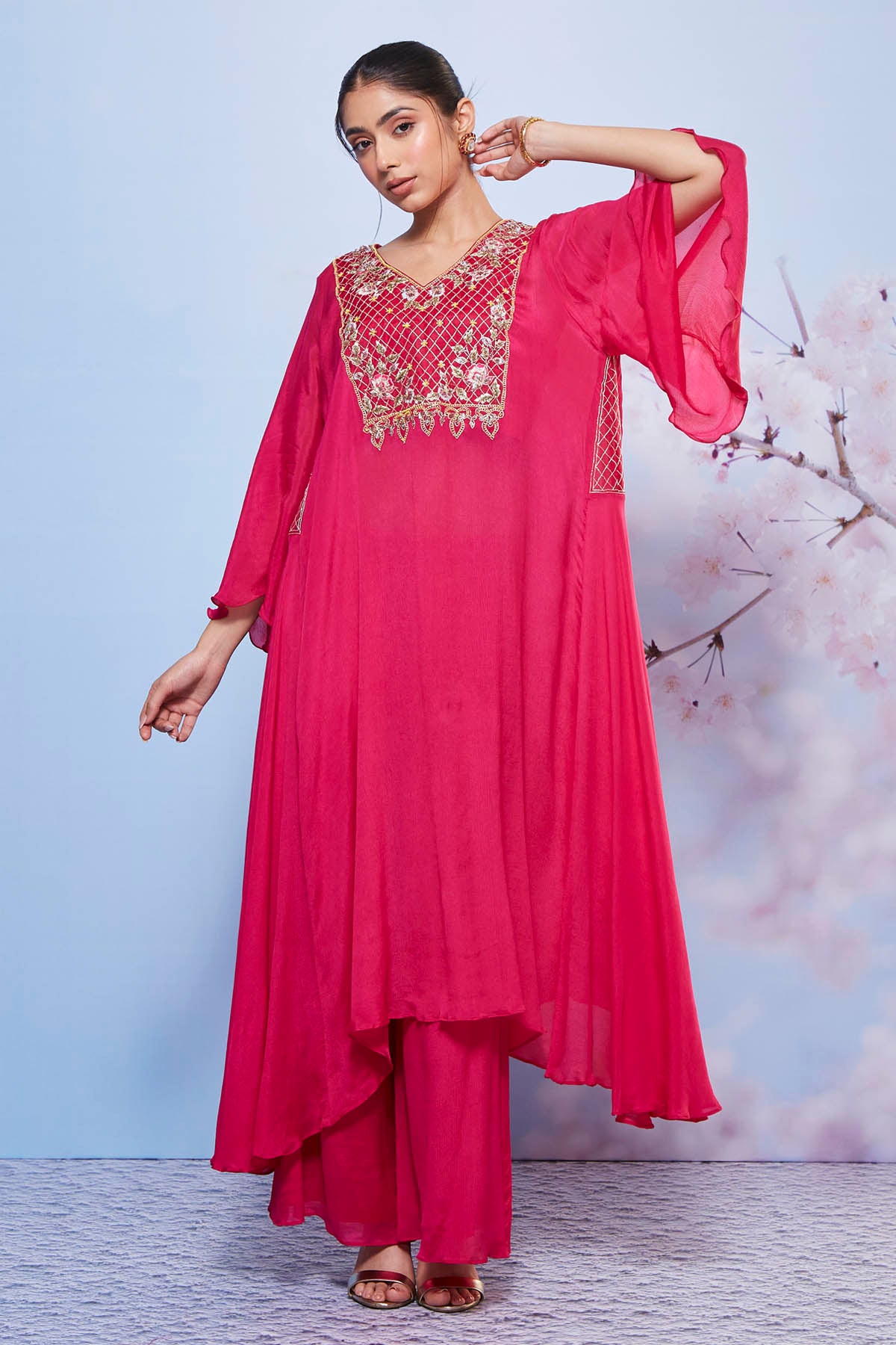 Buy Rani Asymmetrical Long Kurta Set Online