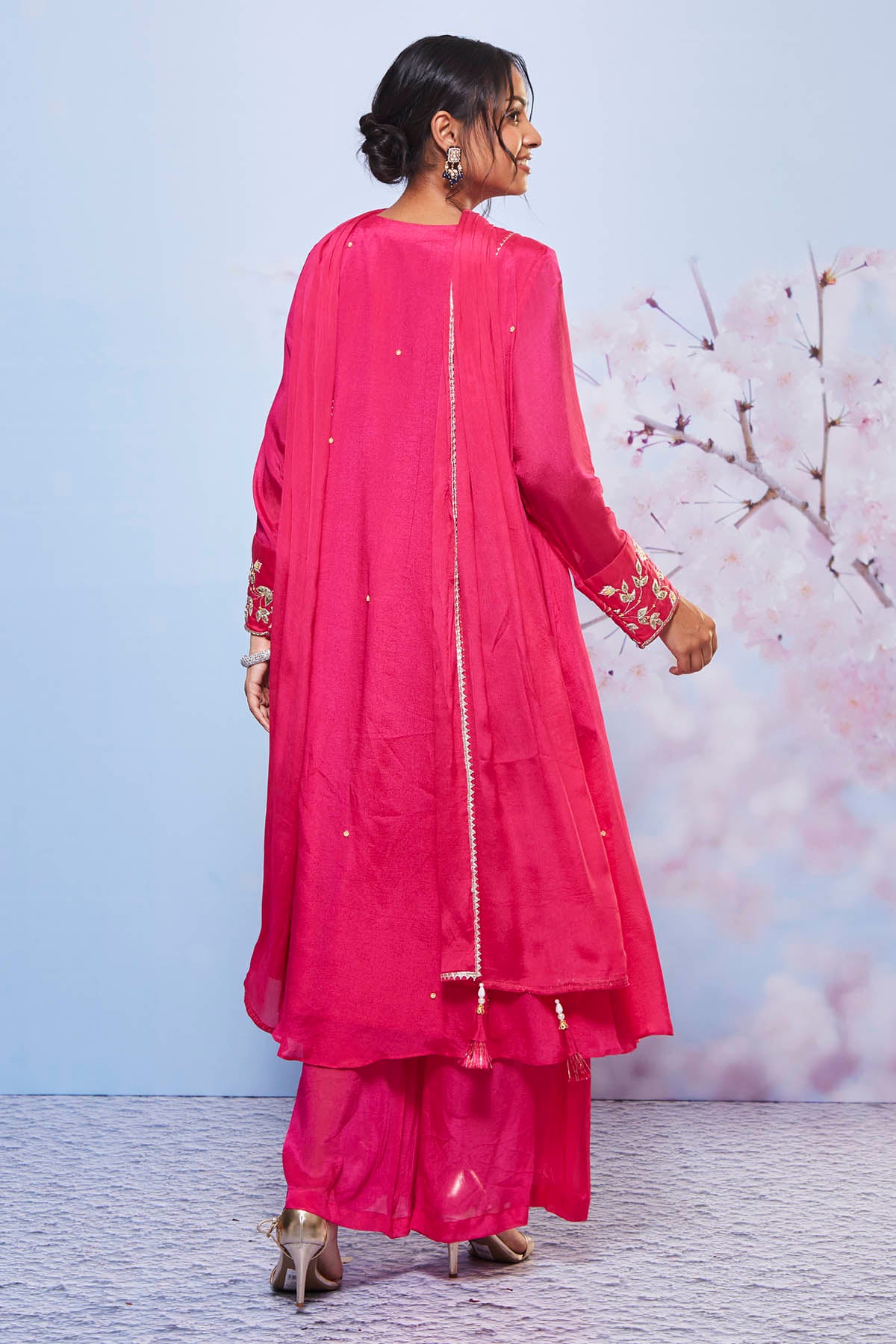 Rani Chiffon A-Line Kurta Set