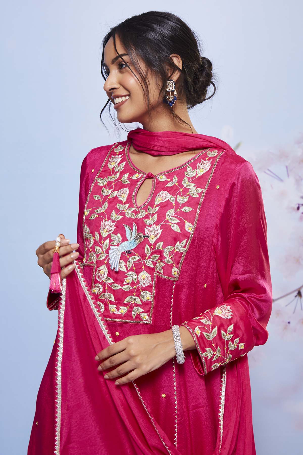 Rani Chiffon A-Line Kurta Set