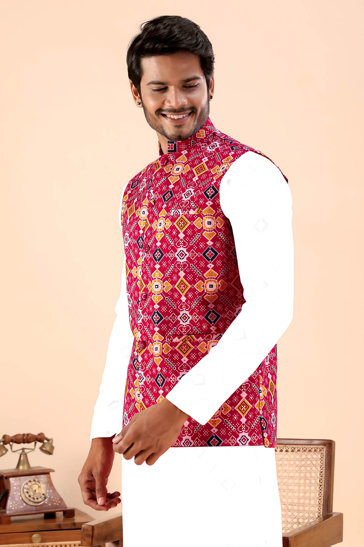 Rani Cotton Print Bundi Jacket