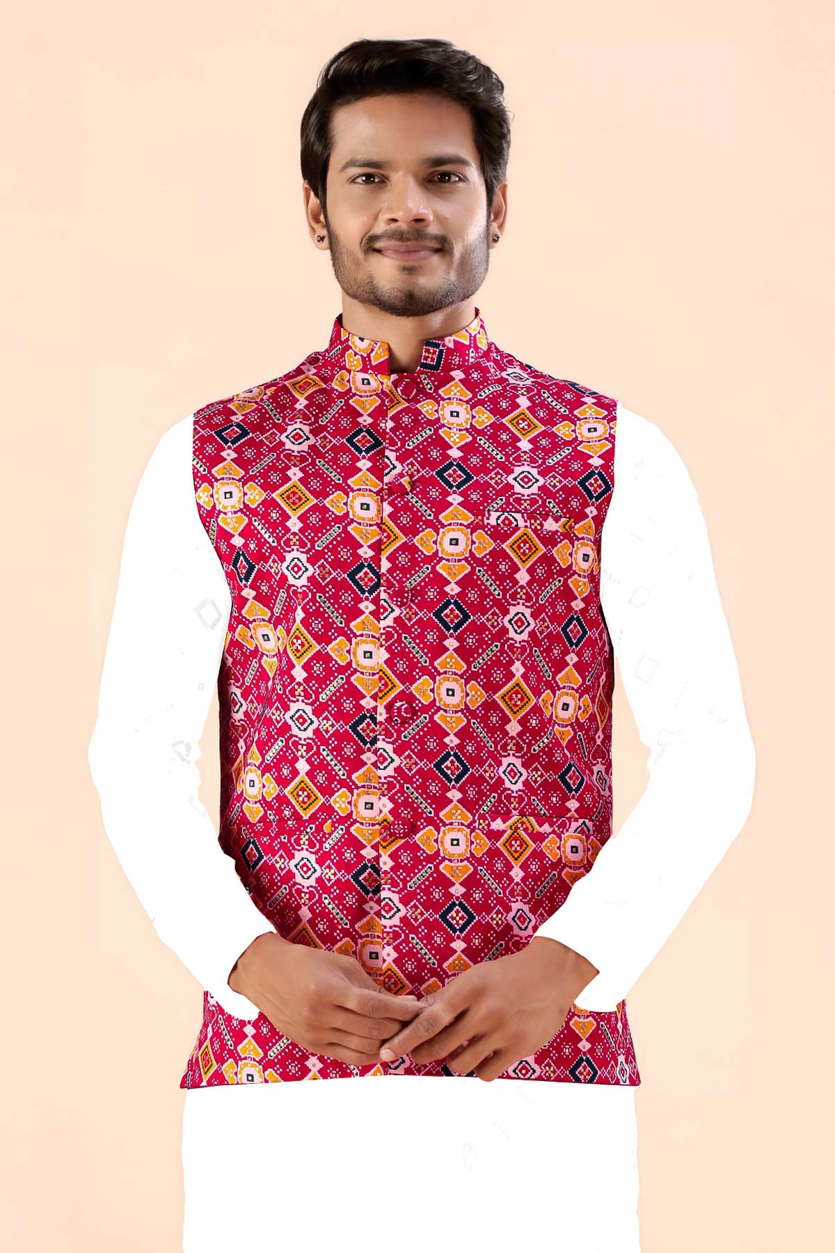 Buy Rani Cotton Print Bundi Jacket for women by Priyanka Jain online available at scrollnshops