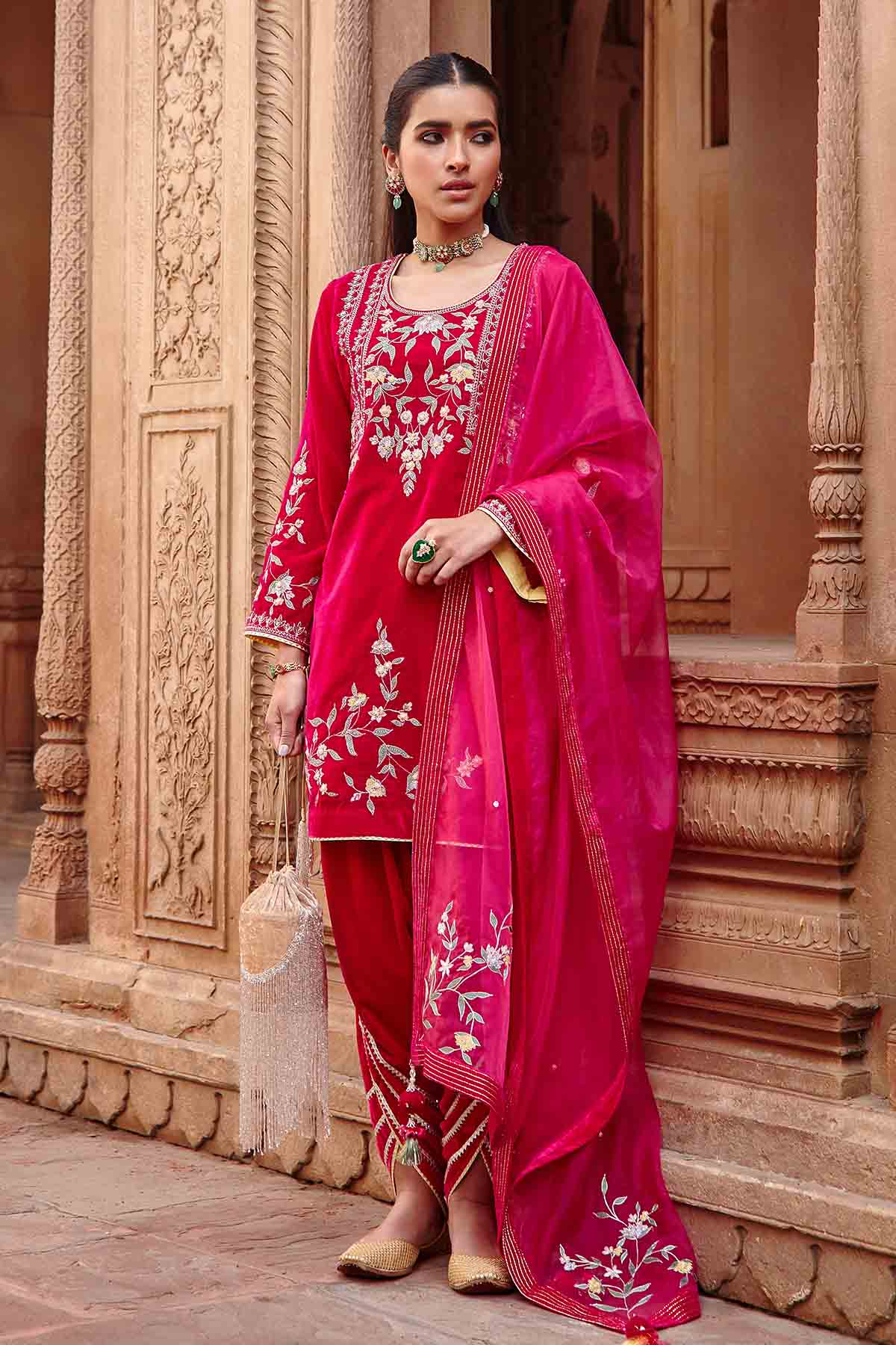 Buy Rani Pink Embellished Dhoti Set Online