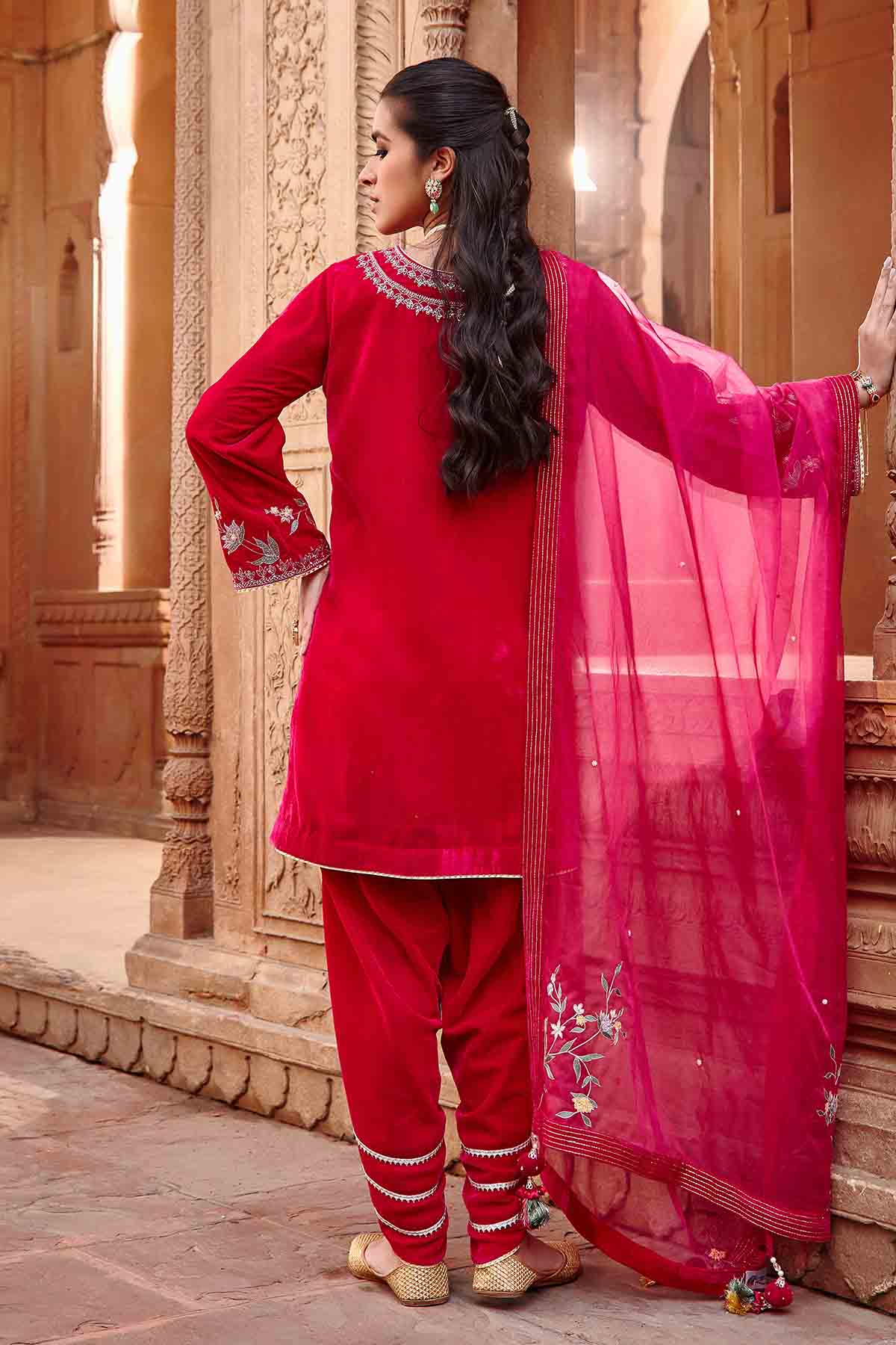 Rani Pink Embellished Dhoti Set