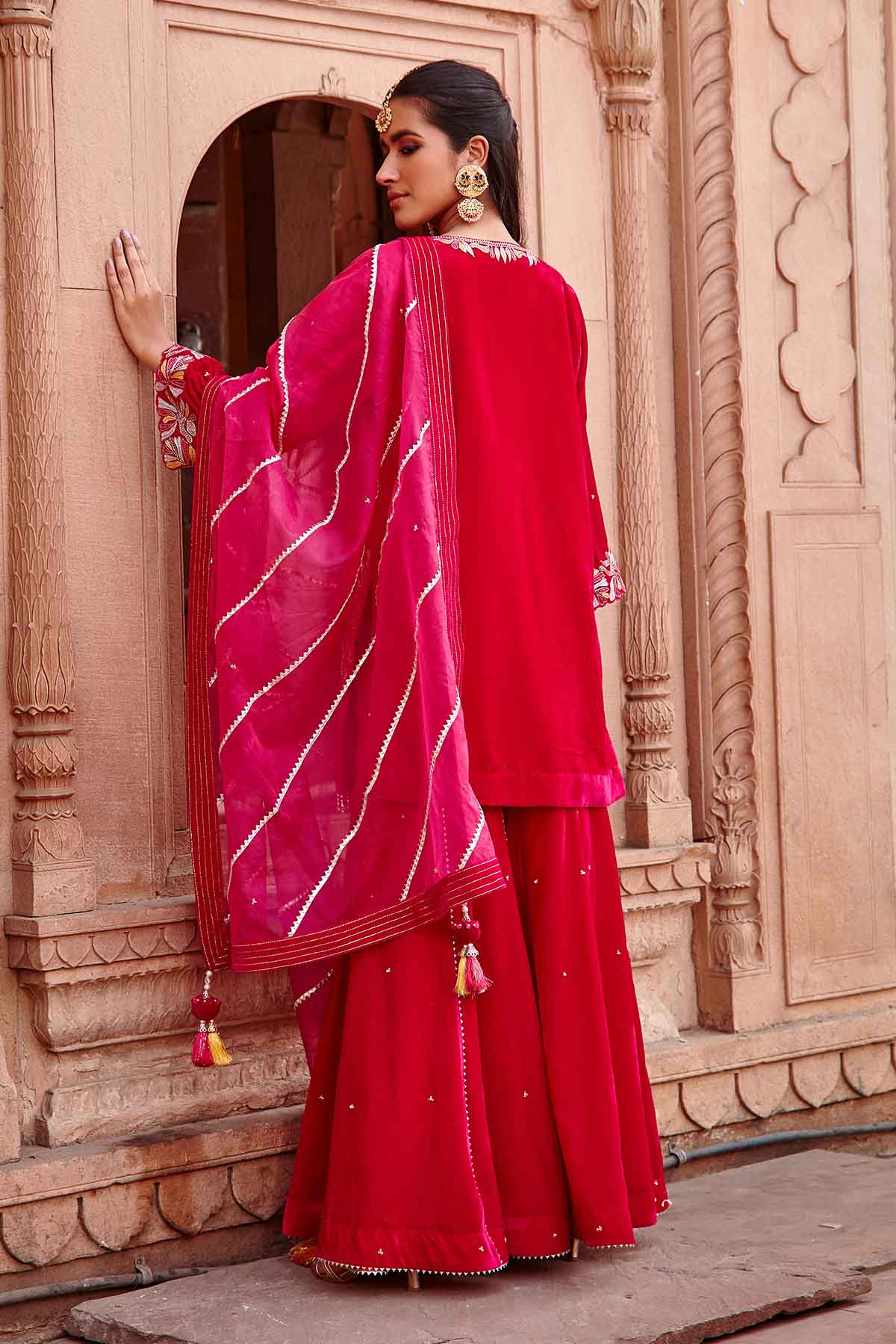 Rani Pink Embellished Kurta Set