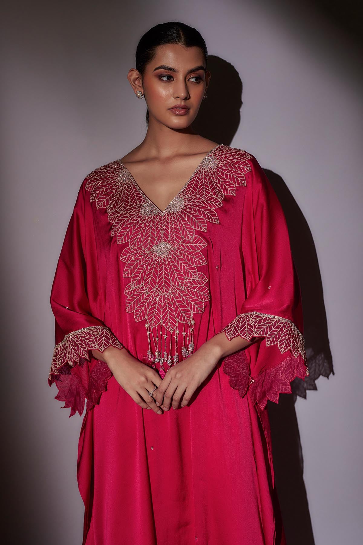 Rani Pink Embroidered Kaftan Set