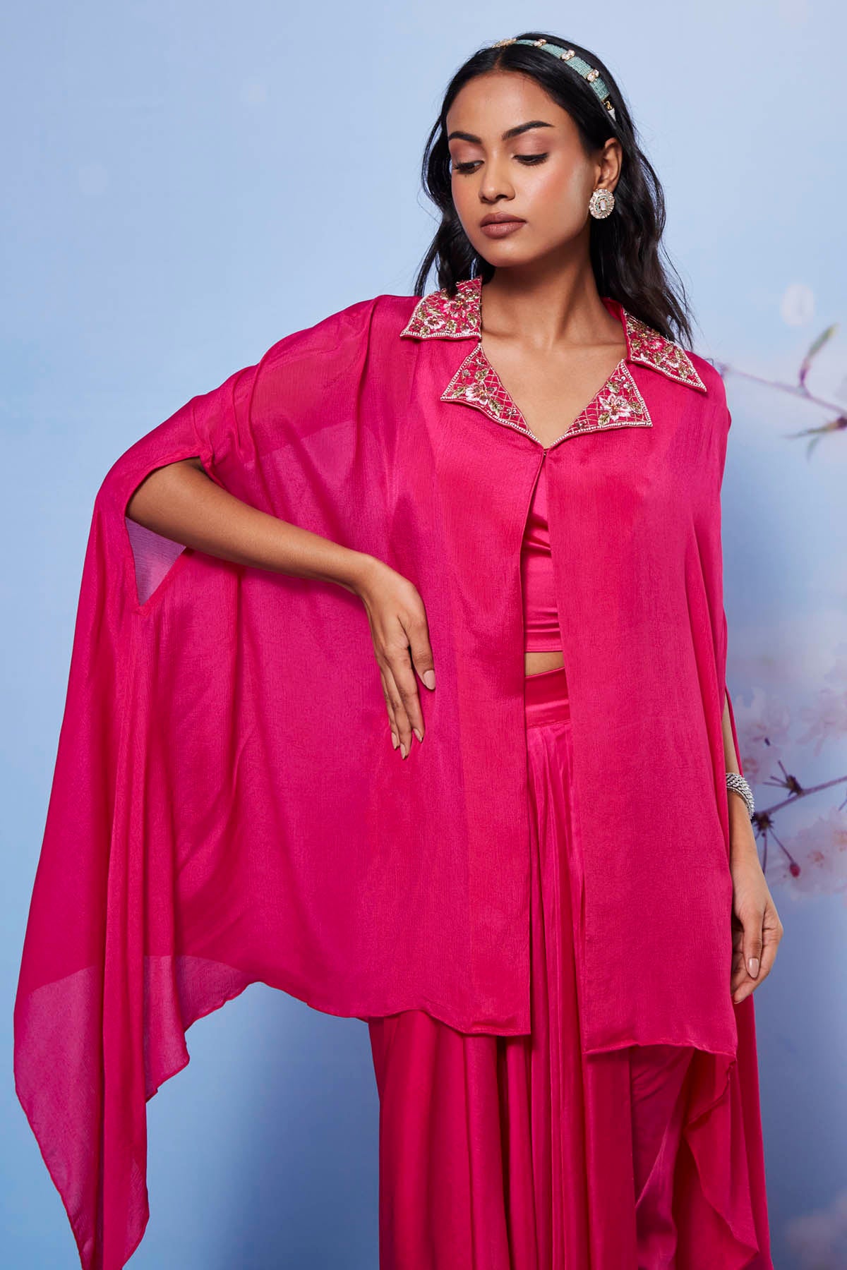 Rani Pink Indo-Western Cape Set