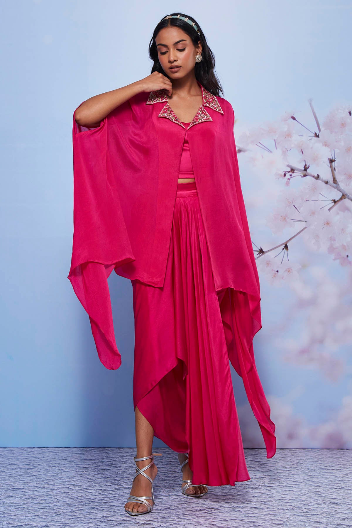 Rani Pink Indo-Western Cape Set