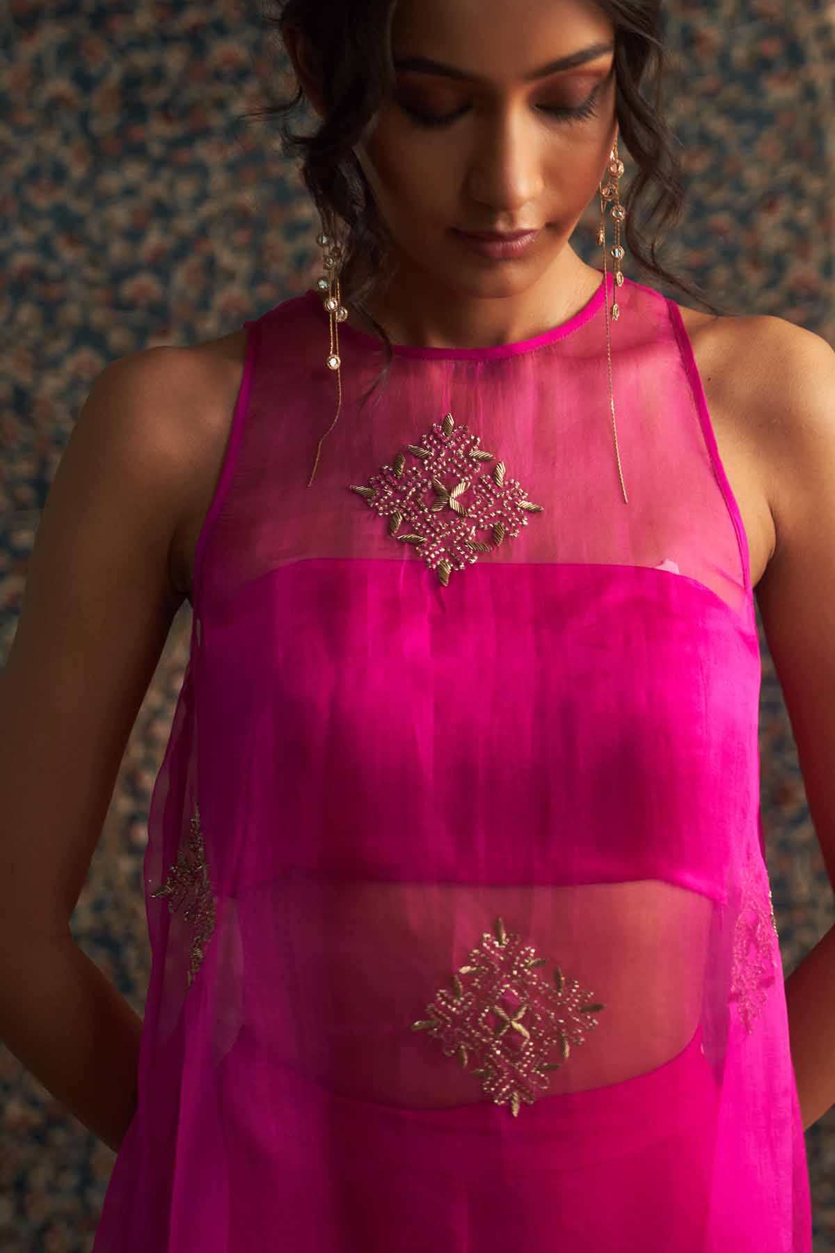 Rani Pink Organza Co-ord Set