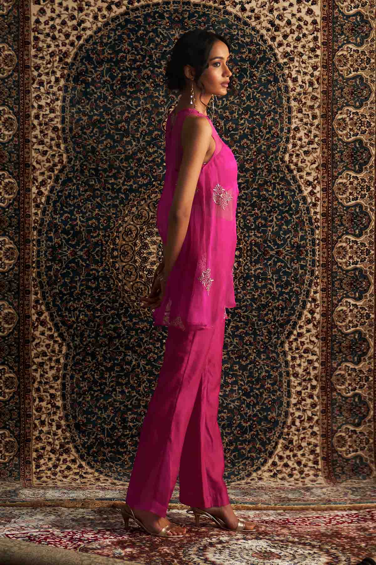 Rani Pink Organza Co-ord Set