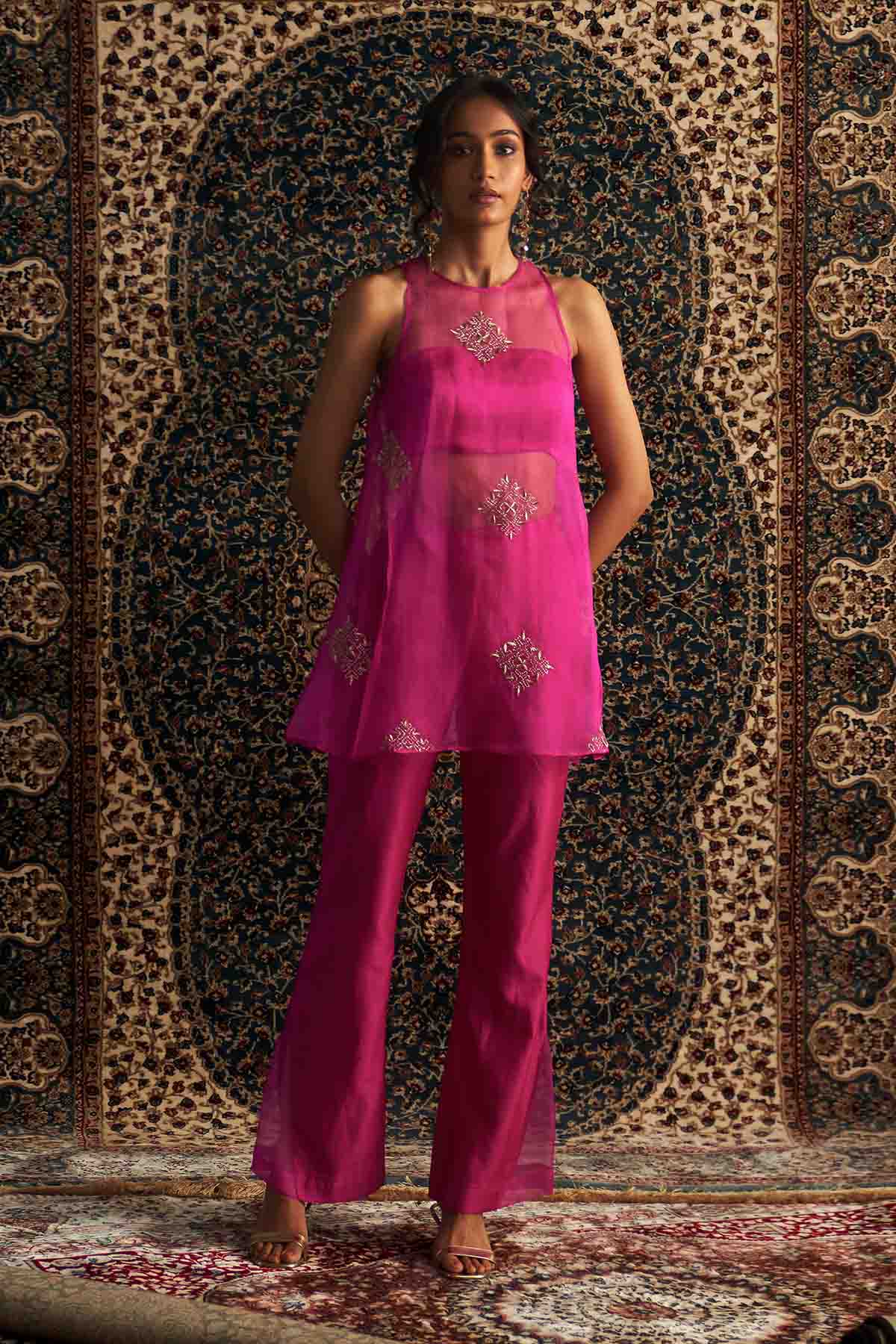 Buy Rani Pink Organza Co-ord Set Online