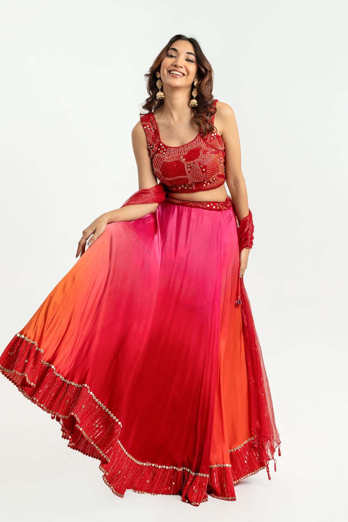 Rani Pink Sleeveless Lehenga Set