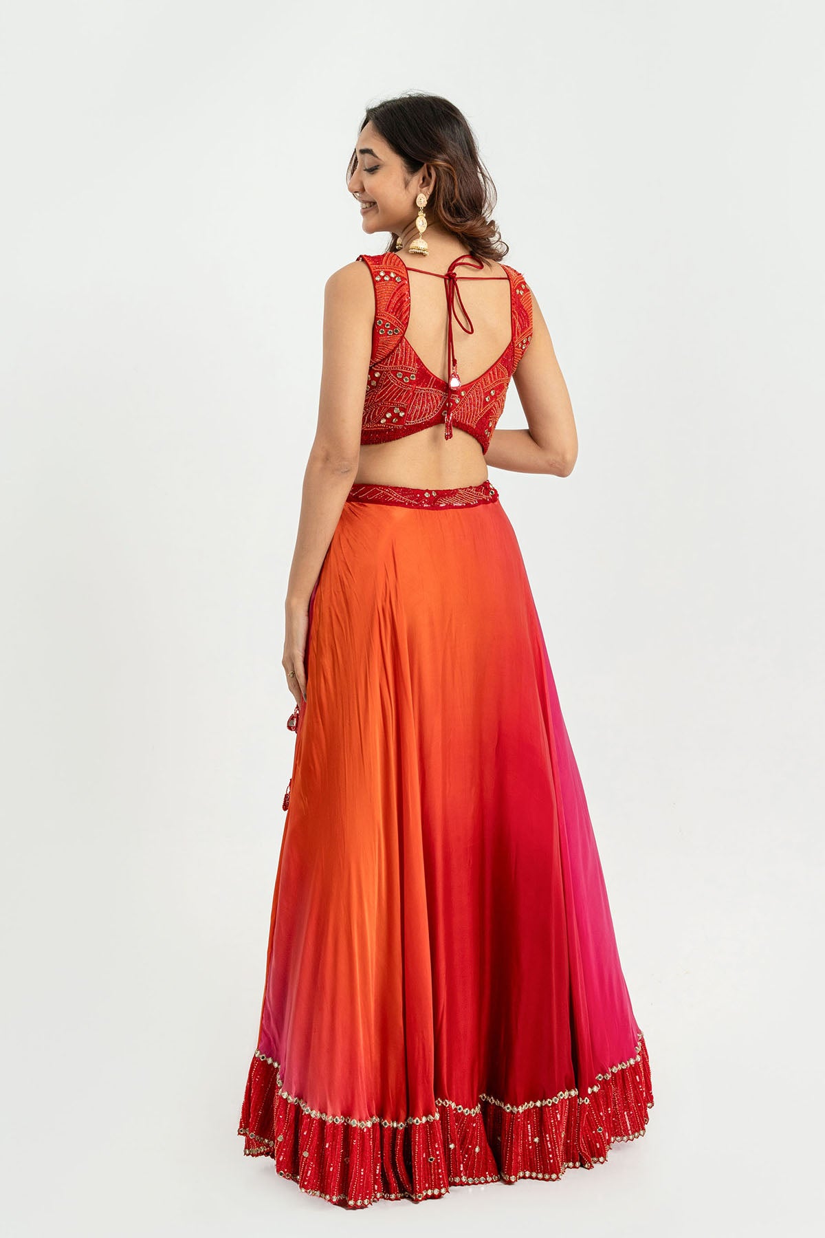 Rani Pink Sleeveless Lehenga Set