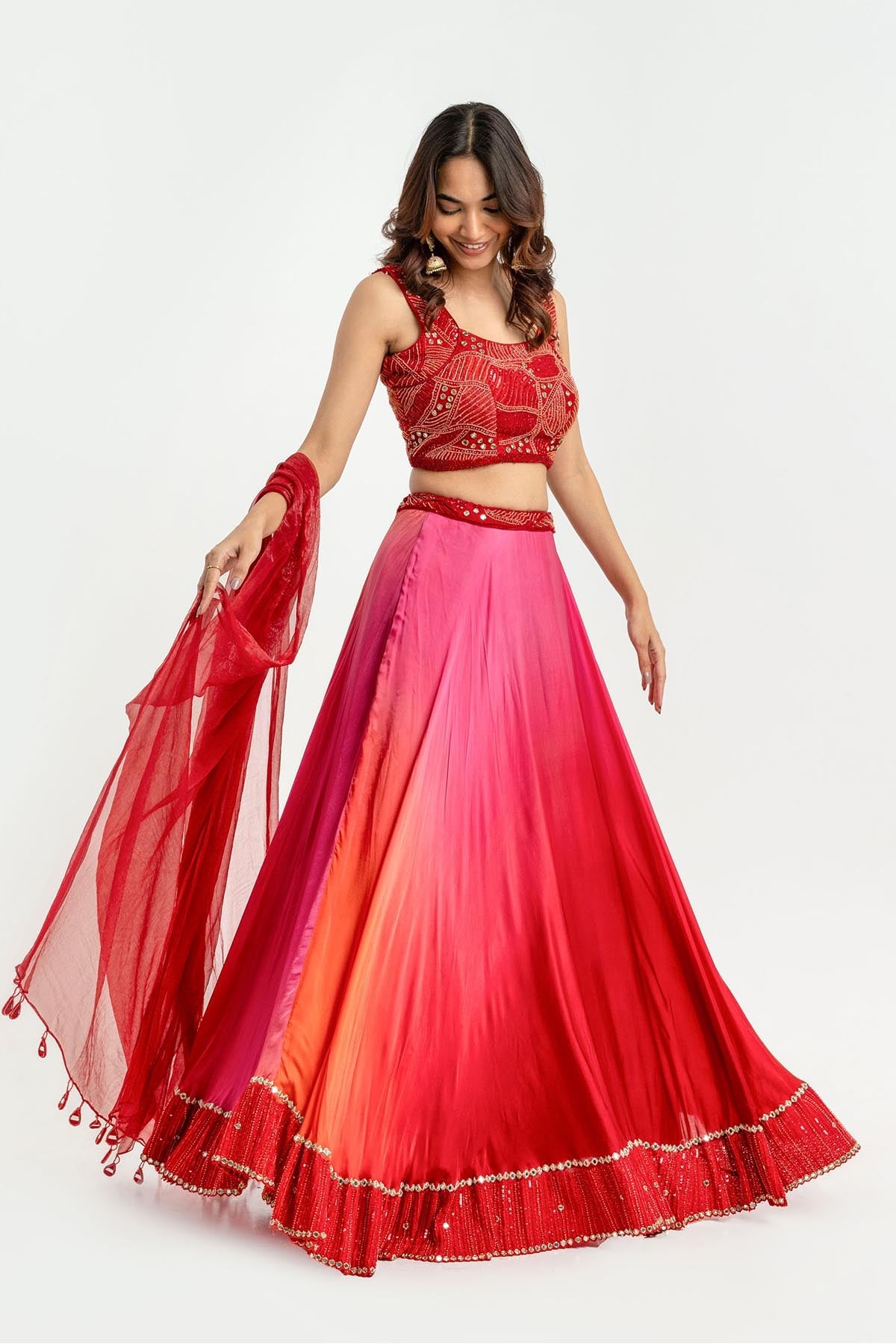 Buy Rani Pink Sleeveless Lehenga Set Online