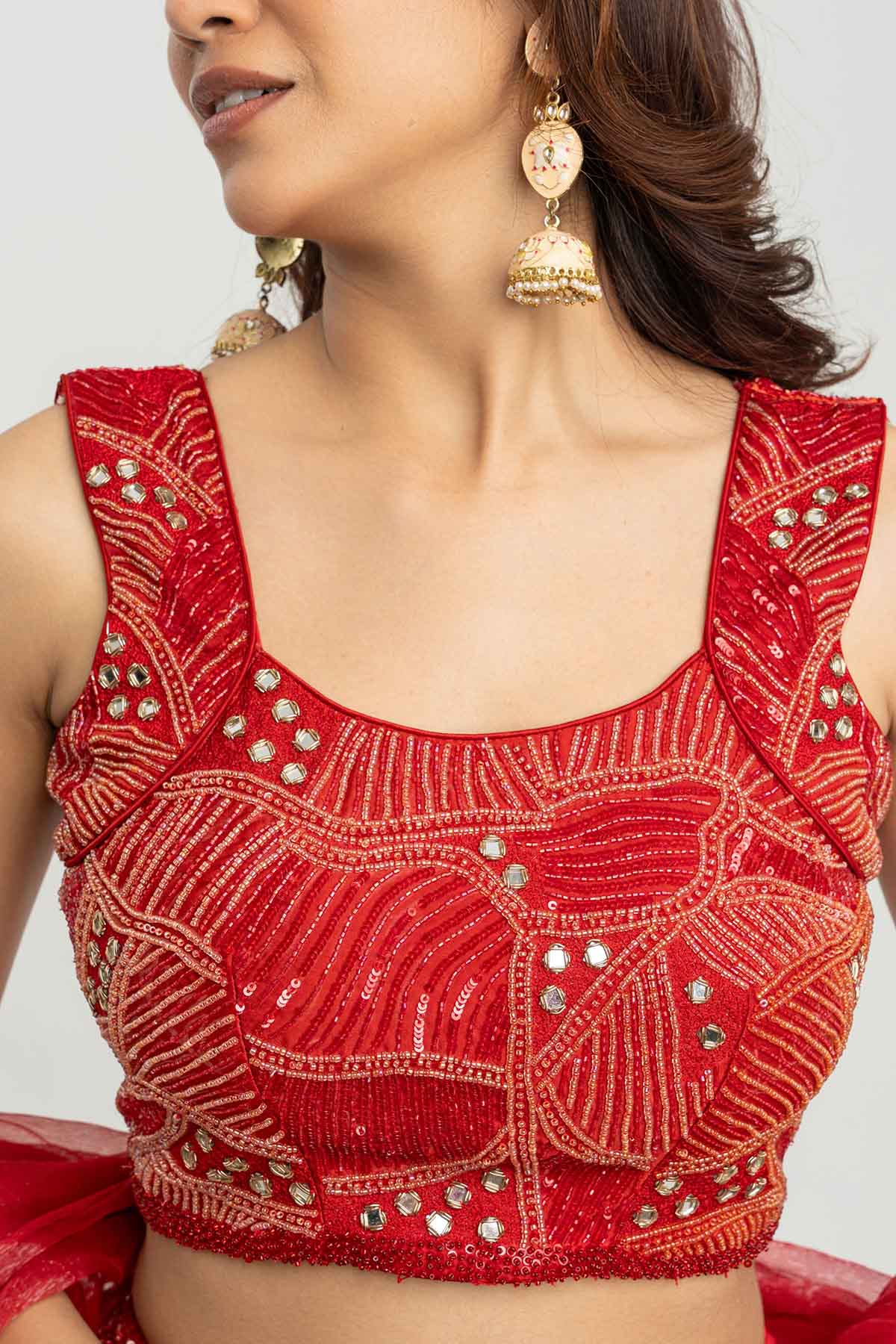 Rani Pink Sleeveless Lehenga Set