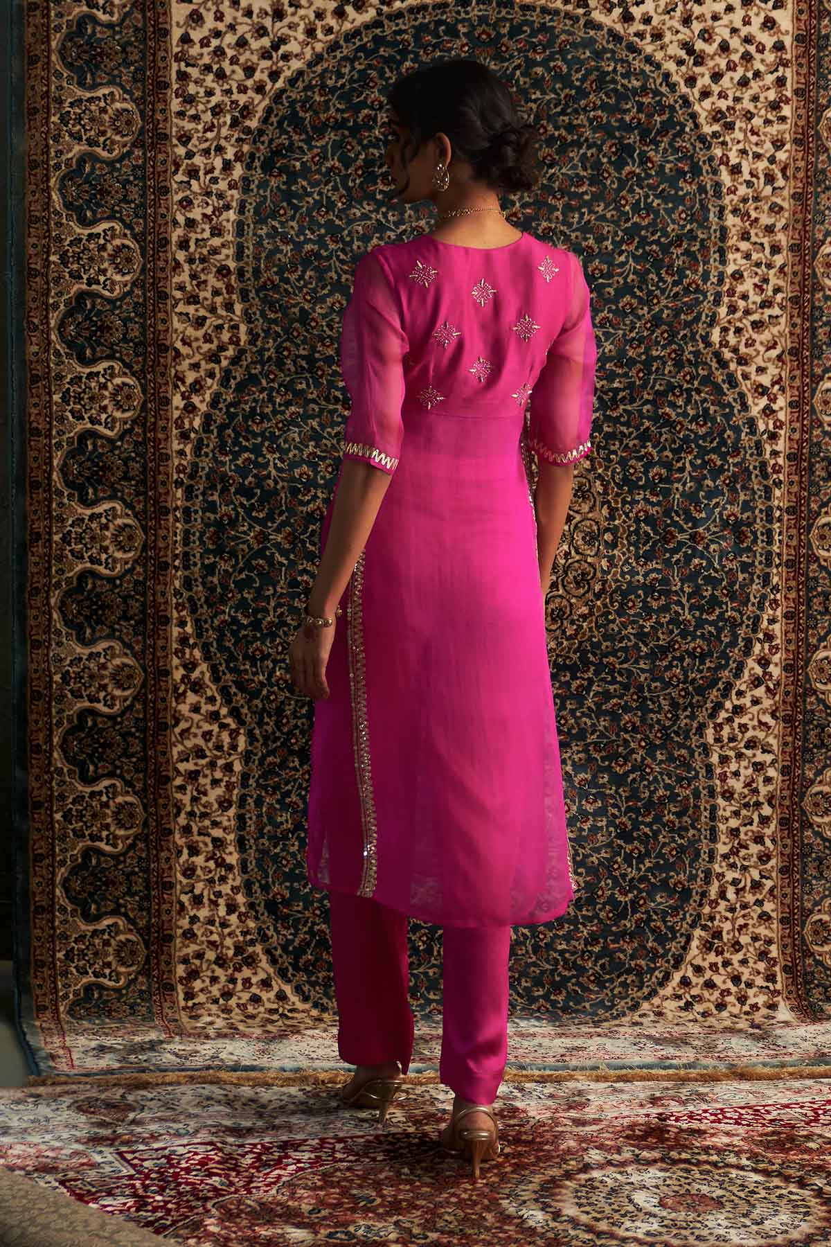 Rani Pink Straight Kurta & Pants
