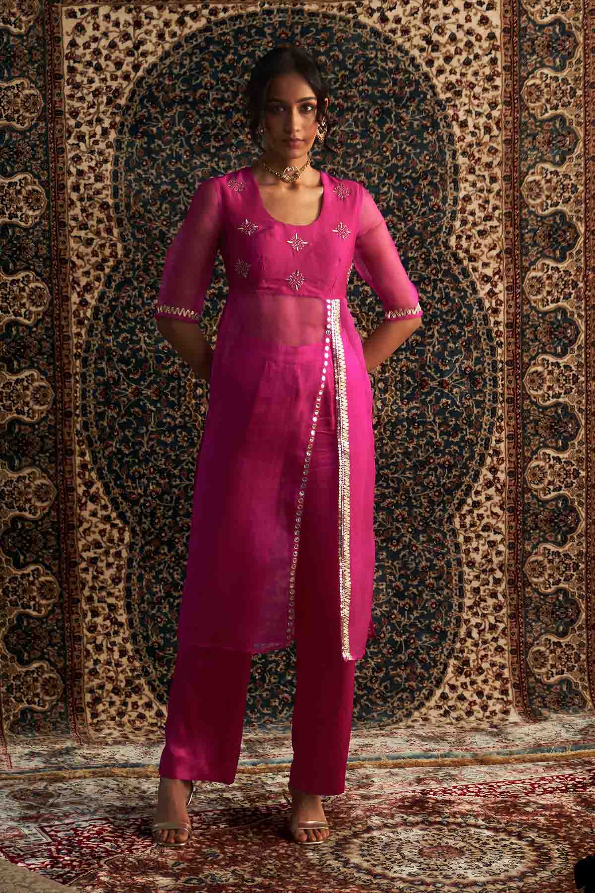 Rani Pink Straight Kurta & Pants