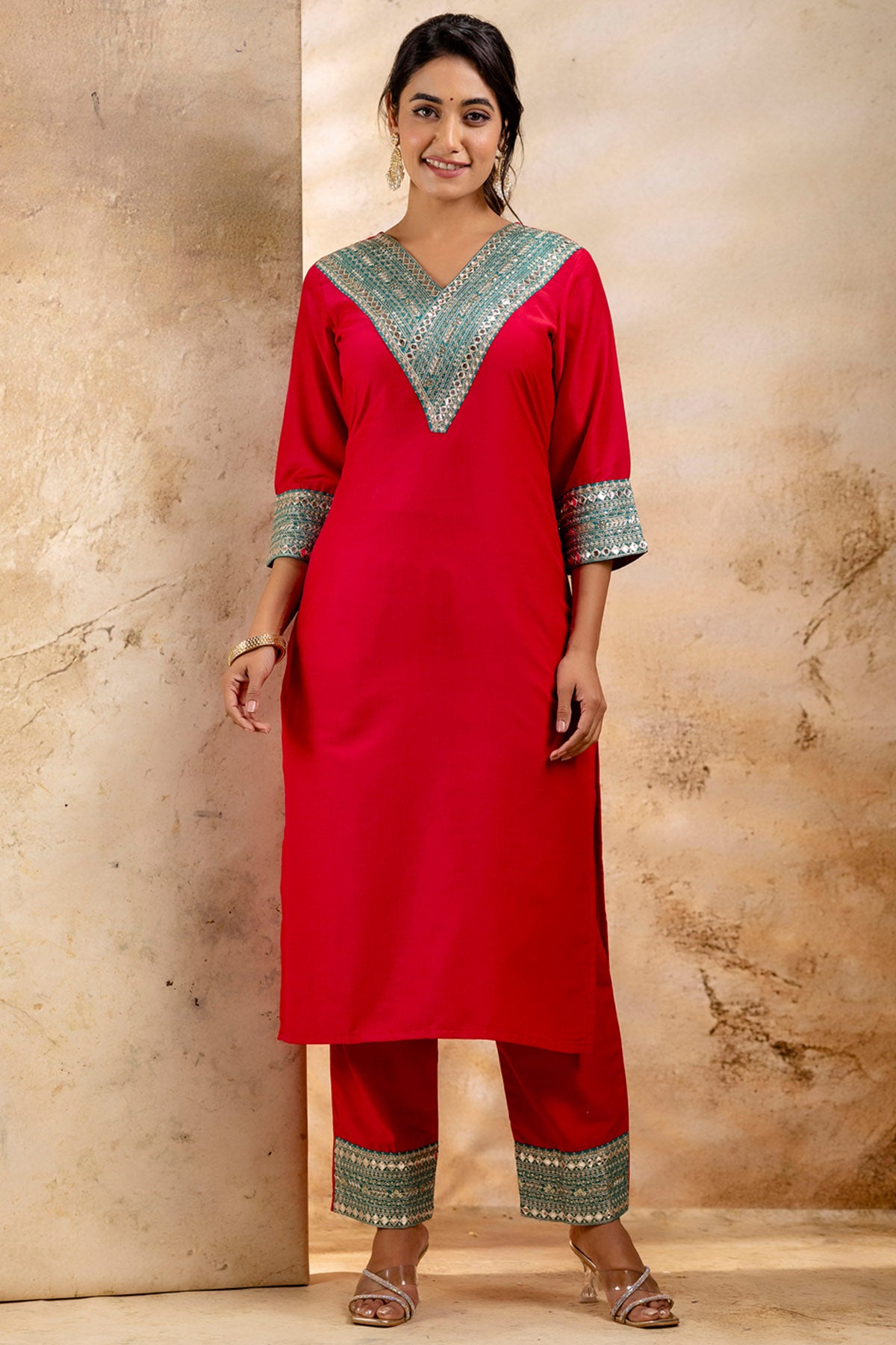 Rani Rayon Embroidery Kurta Set