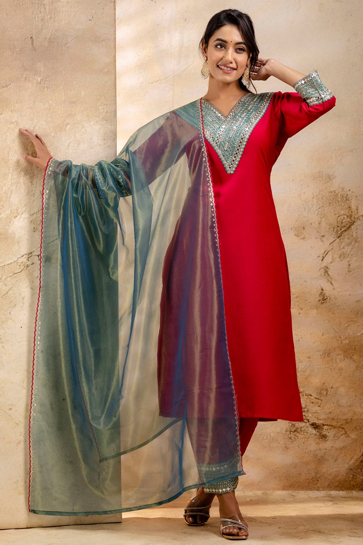 Buy Rani Rayon Embroidery Kurta Set for women by Aastha Fashion online available at scrollnshops