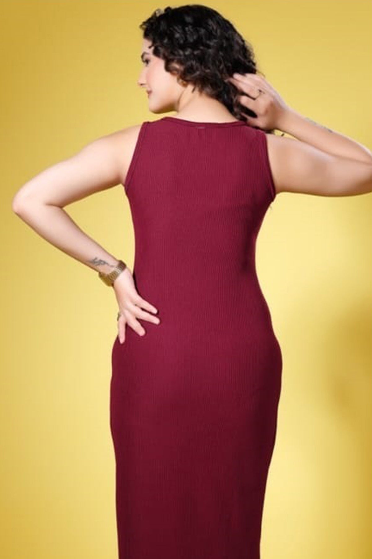 Rani Ribbed Knit Plain Dress