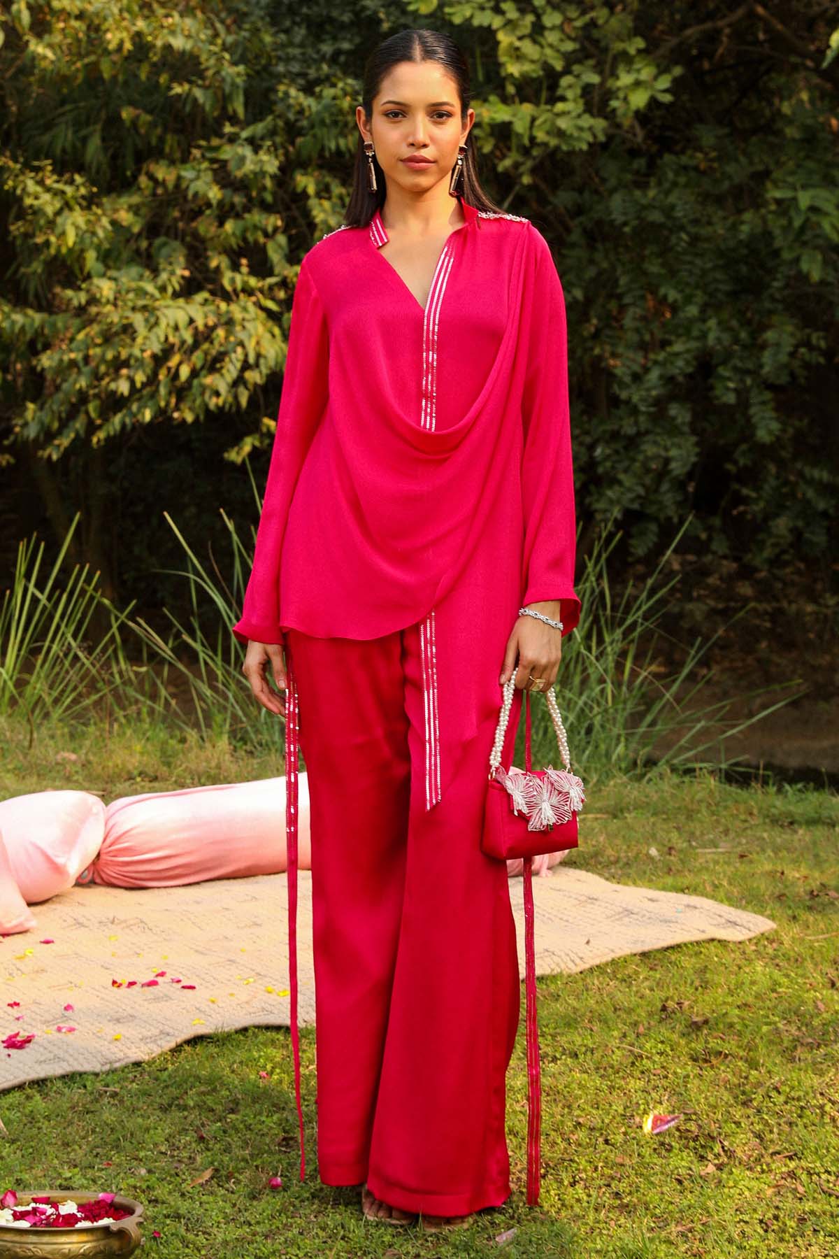 Ajiesh Oberoi Rani Sequins Cowl Co-ord Set for Women online at ScrollnShops