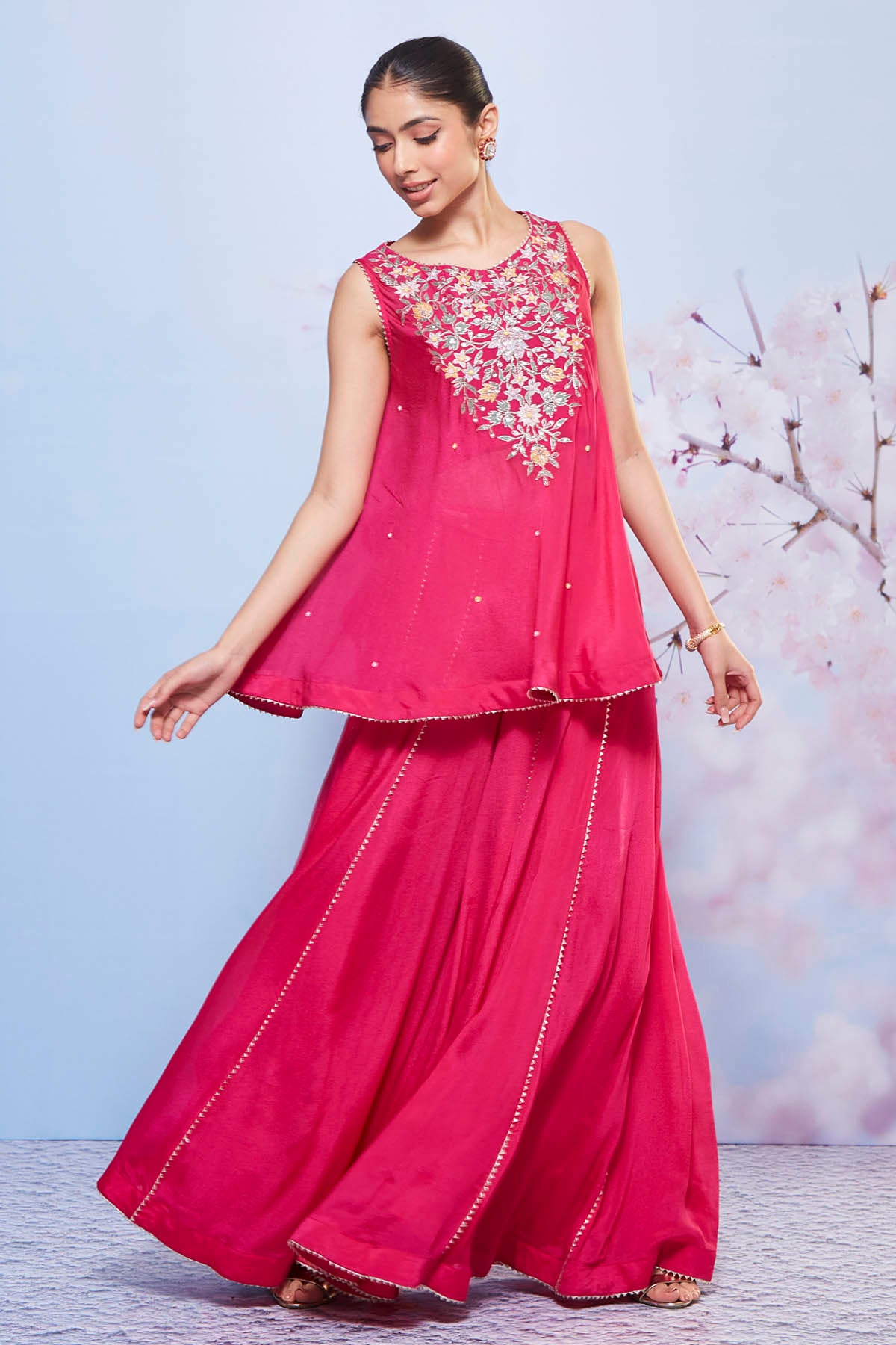 Rani Short Kurta & Sharara Set