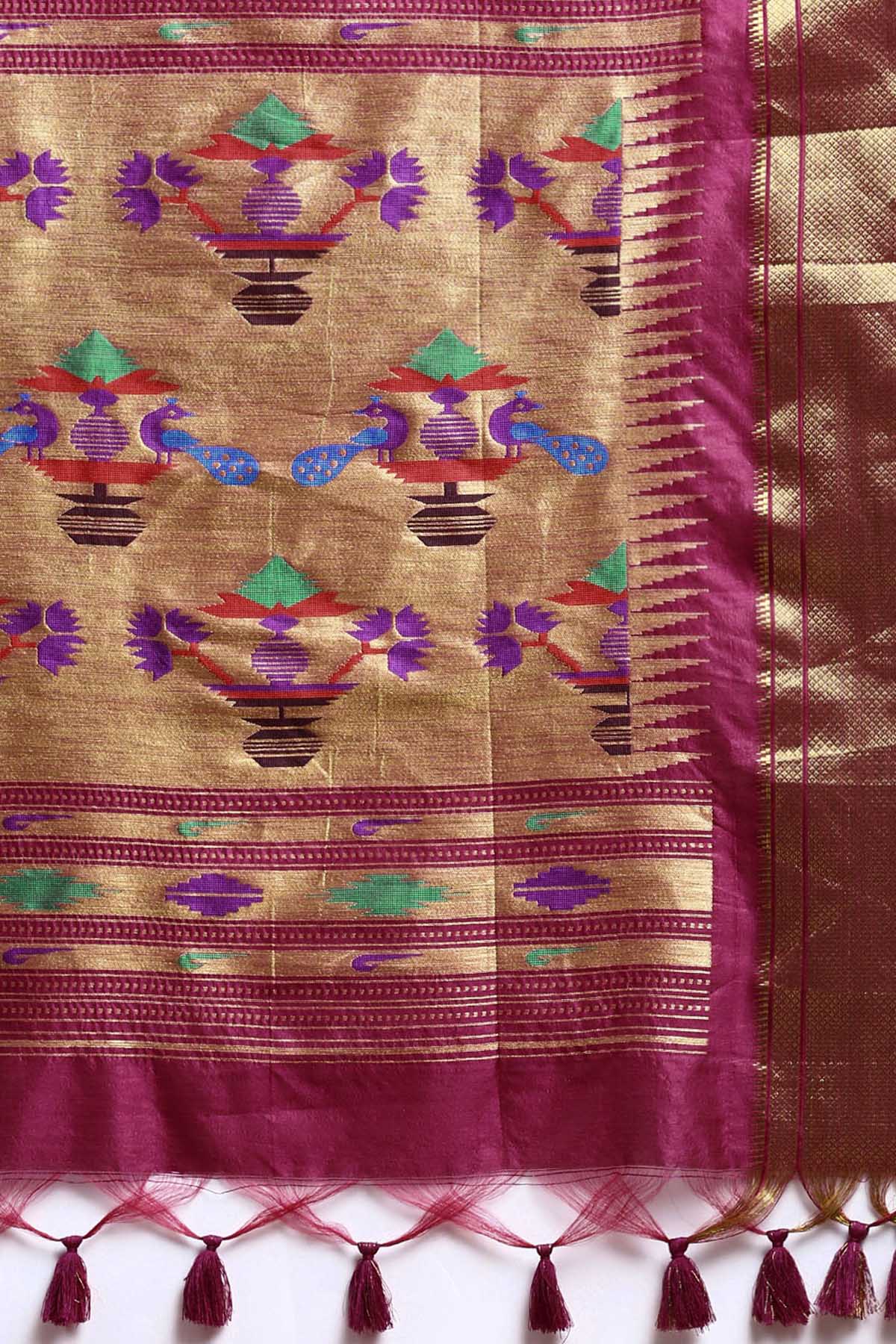 Rani Zari Bandhni Design Saree