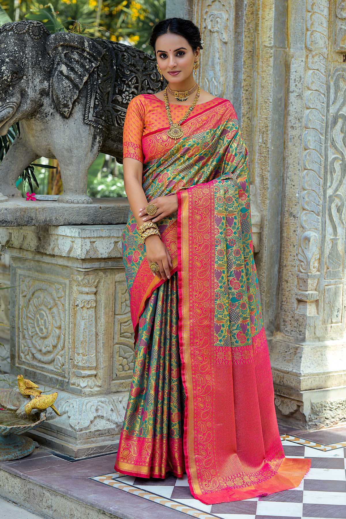 Buy Rani Zari Woven Design Saree by Lili Lala for women online at ScrollnShops