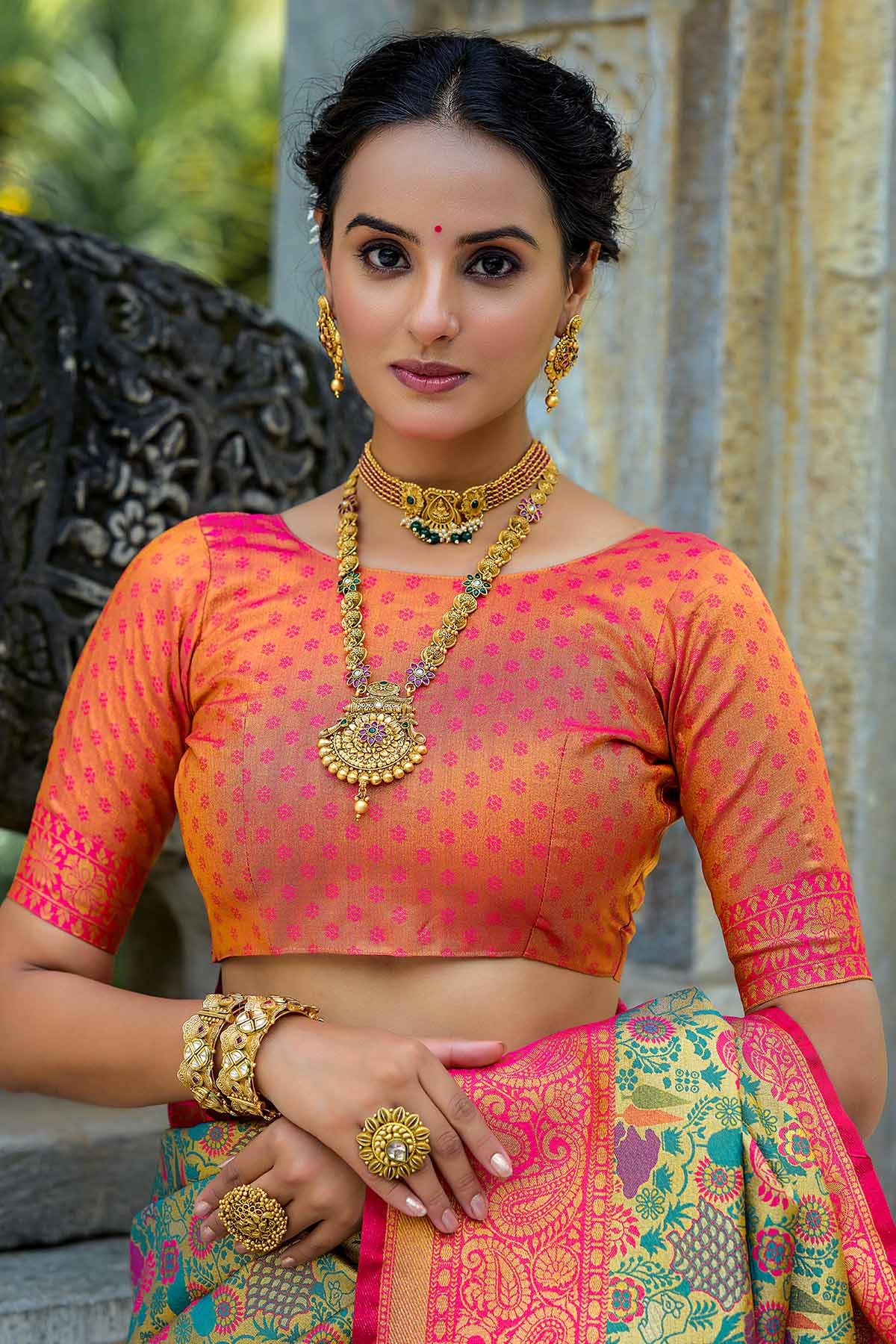 Rani Zari Woven Design Saree