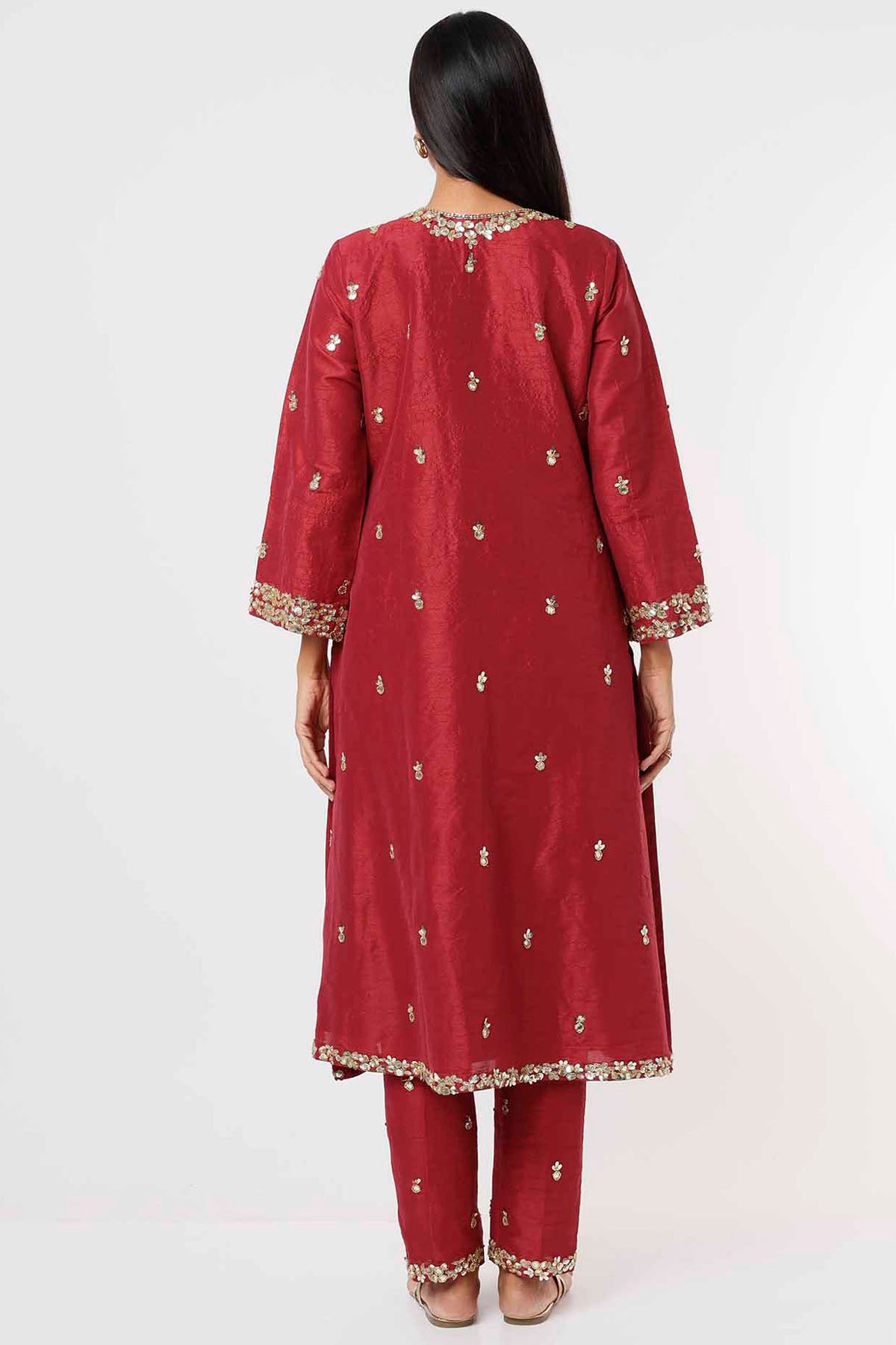 Raspberry Raw Silk Kurta & Pants