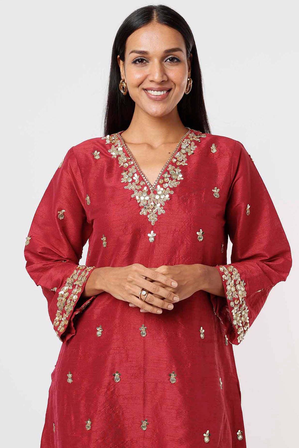 Raspberry Raw Silk Kurta & Pants