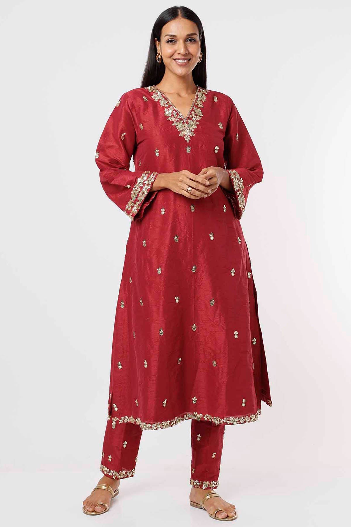Raspberry Raw Silk Kurta & Pants