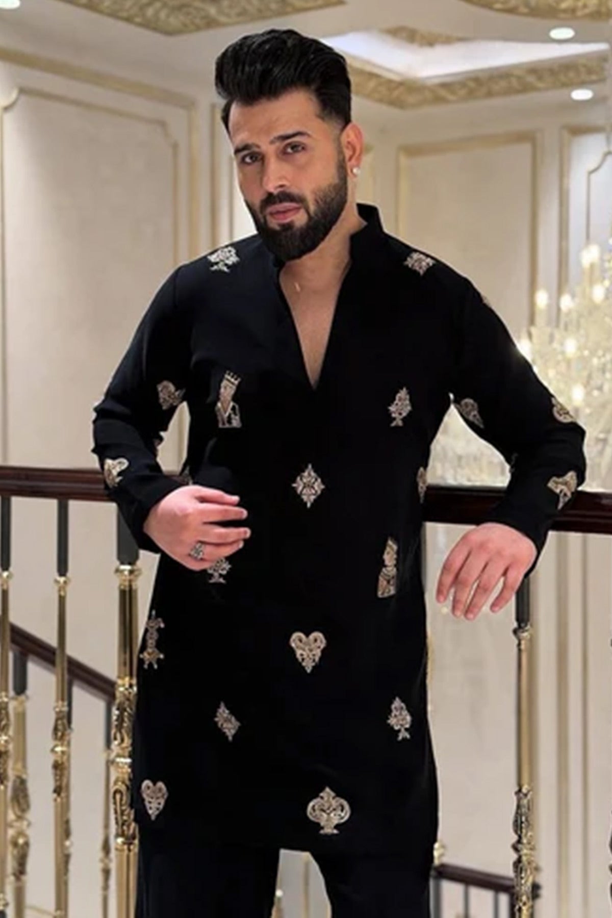 Rayon Black Embroidered Kurta