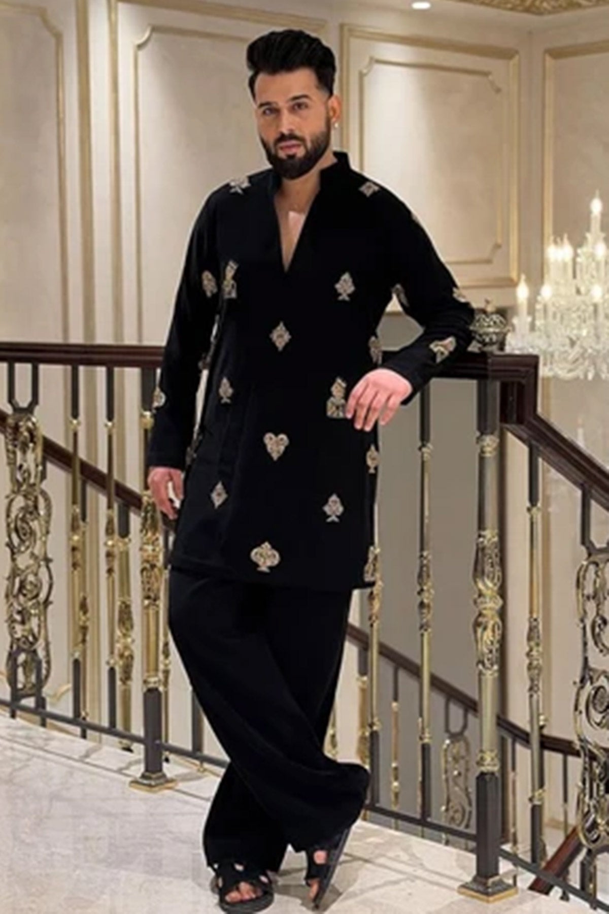 Rayon Black Embroidered Kurta