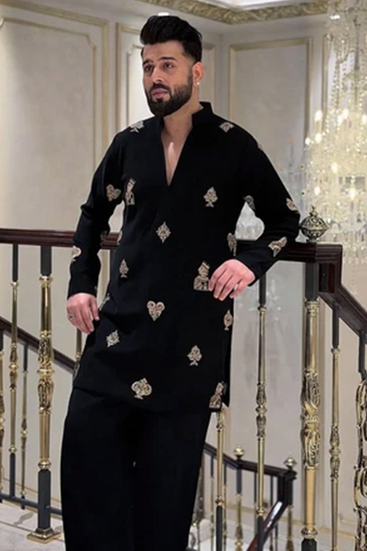 Rayon Black Embroidered Kurta