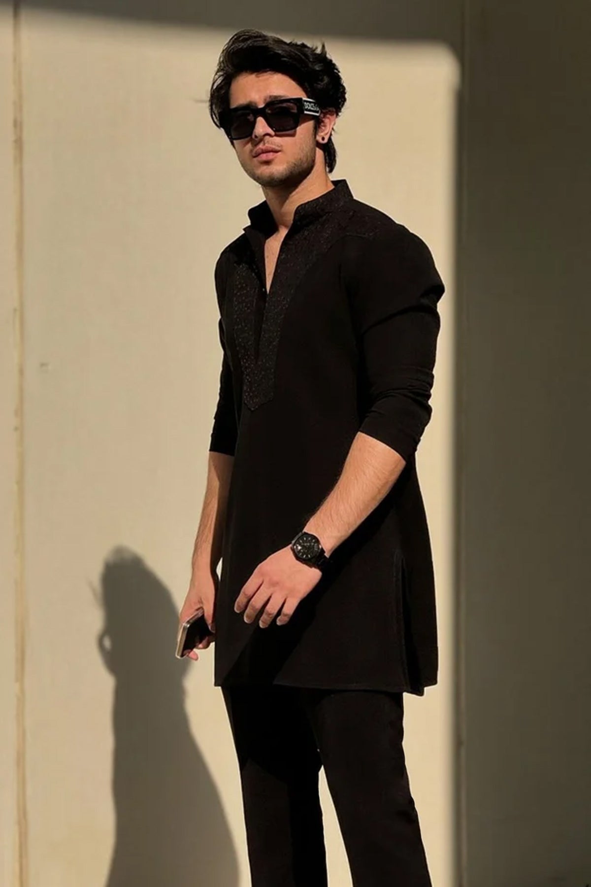 Rayon Embroidered Black Kurta