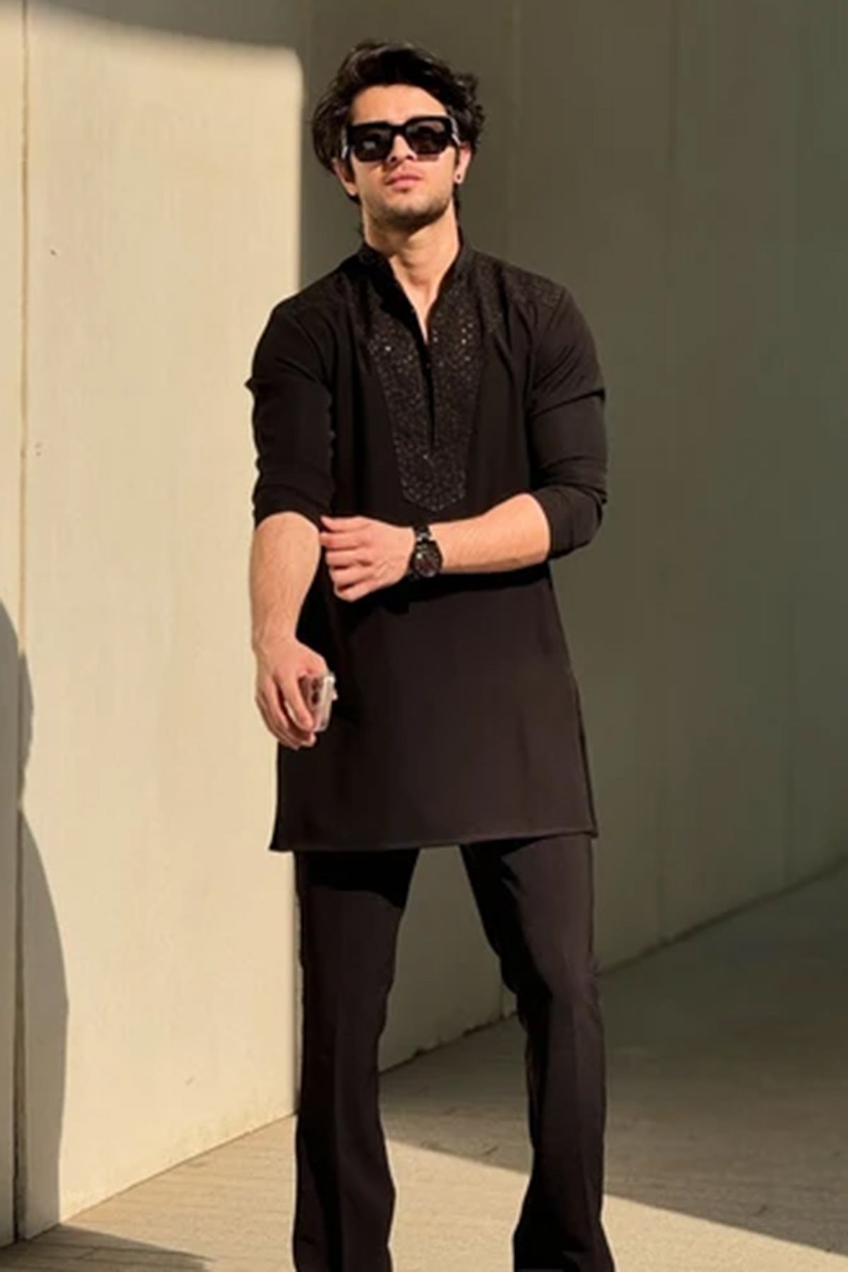 Rayon Embroidered Black Kurta