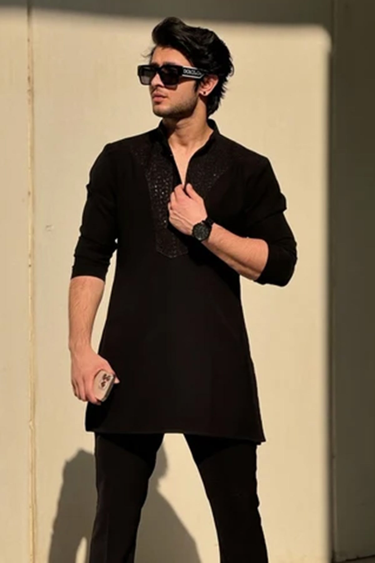Rayon Embroidered Black Kurta