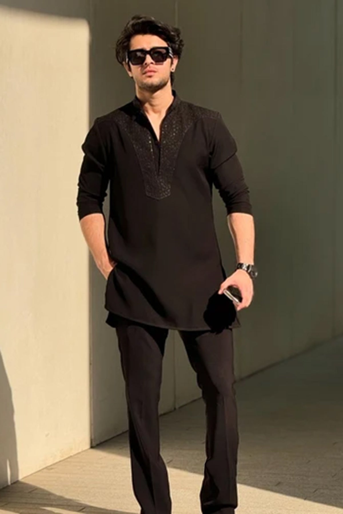 Rayon Embroidered Black Kurta