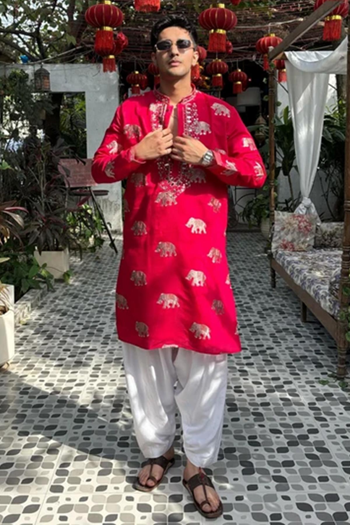 Rayon Embroidered Pink Kurta